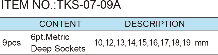 9pcs. 3/8”Dr. Deep Socket Wrench Set (圖1)