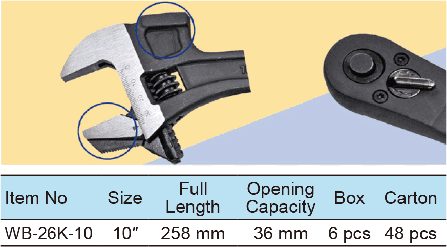 4 in1 Multifunction Adjustable Wrench, Wide Opening, Reversable Jaw,With Hammer Head, 3/8”Dr.Ratchet(圖1)